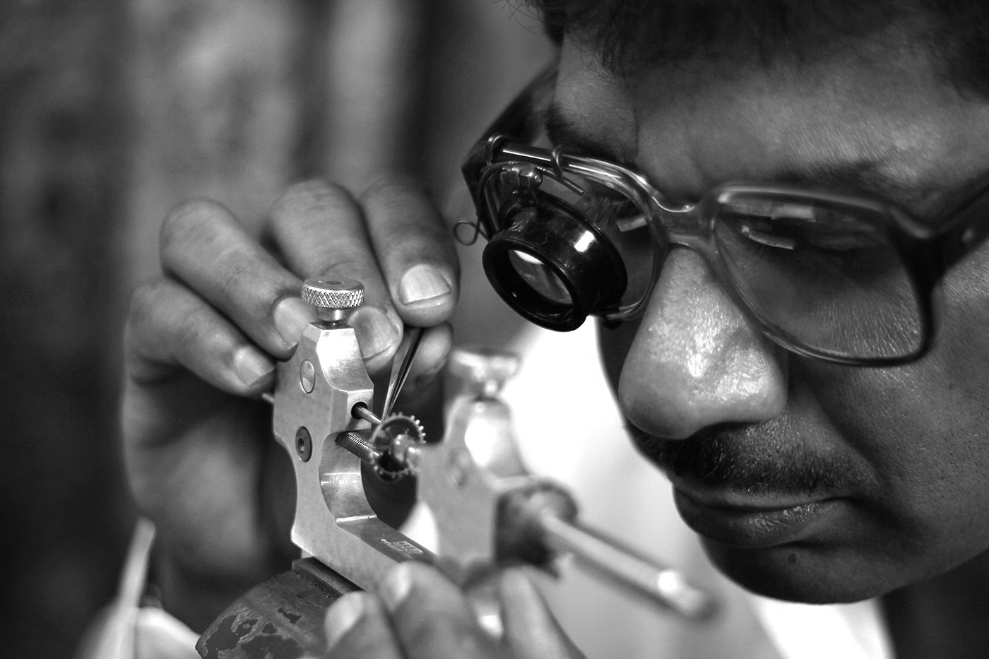 Devan Moodley working on clock